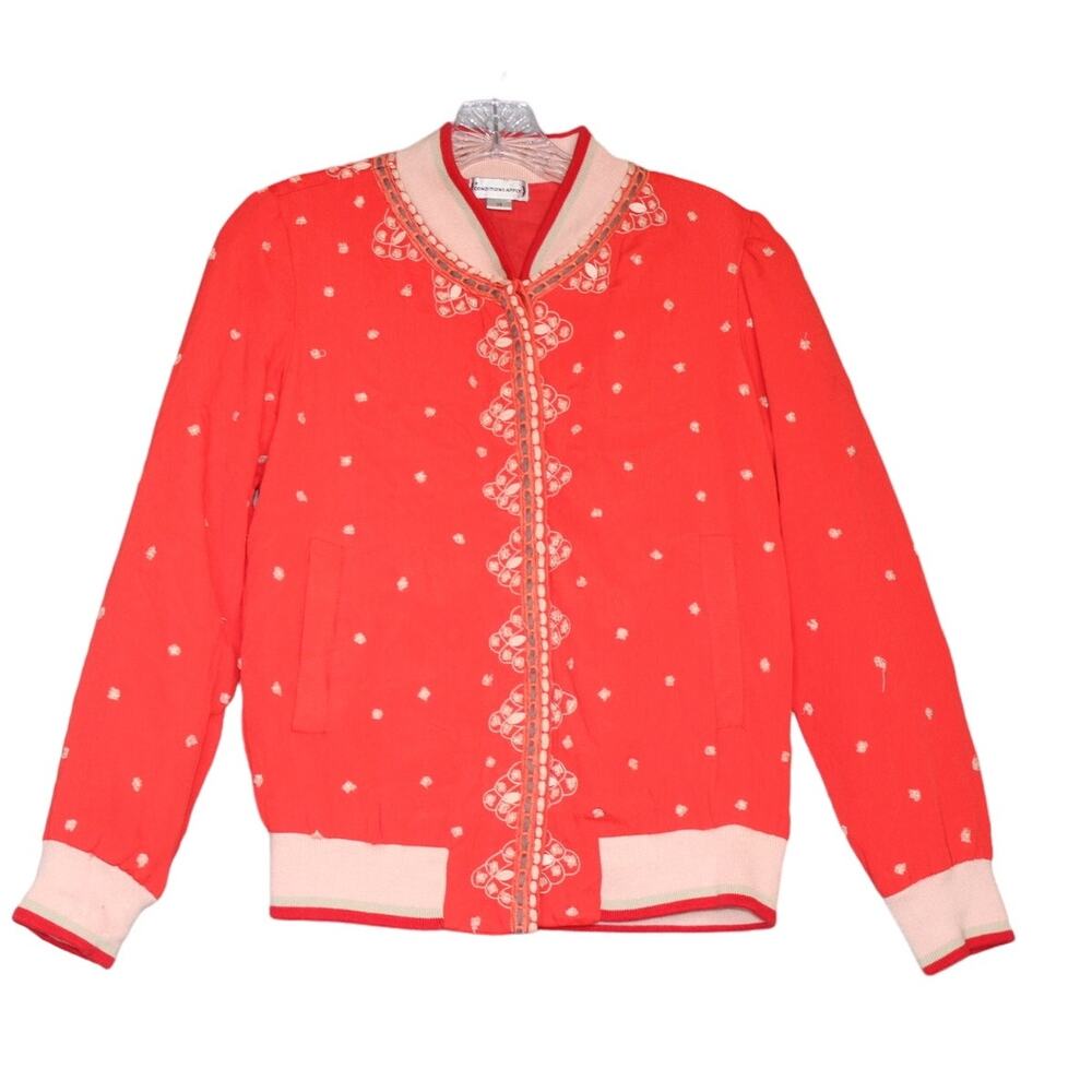 Anthropologie Conditions Apply Arabella Embroidered Bomber Jacket Womens XSmall